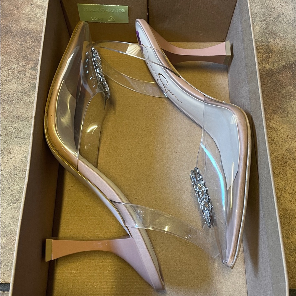 NEW Jessica Simpson JP-Forleigh Clear Heels with Crystal Accent - Picture 6 of 6